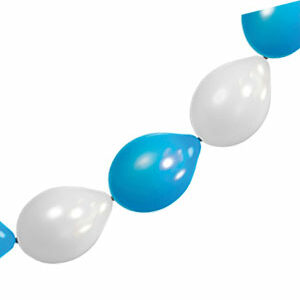 6 stk 23 cm - Hvite og Blå Linkballonger