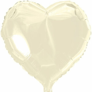 Hjerteformet Ivory/Elfenben Folieballong 46 cm