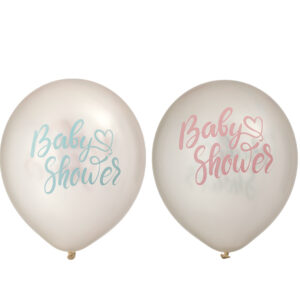 6 stk Rosa og Blå Babyshower Ballonger 30 cm