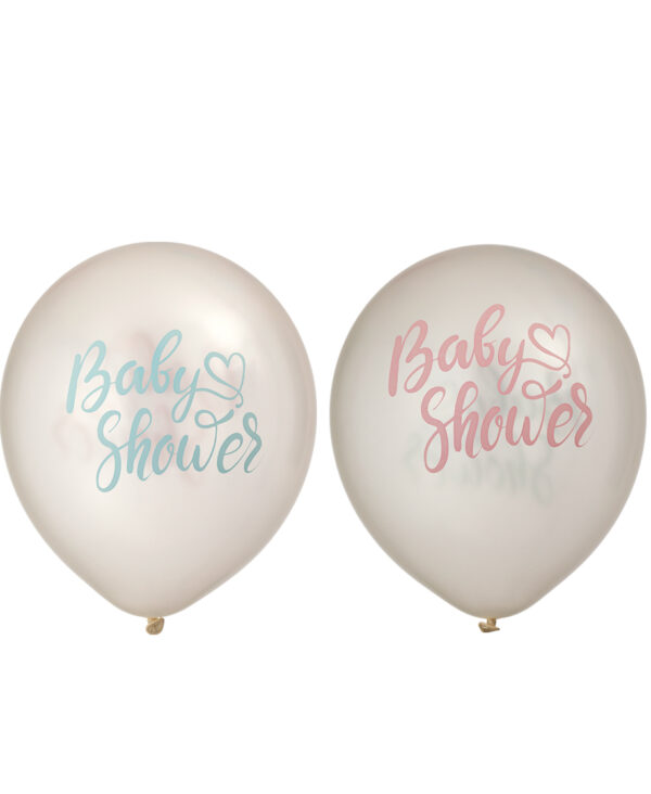 6 stk Rosa og Blå Babyshower Ballonger 30 cm