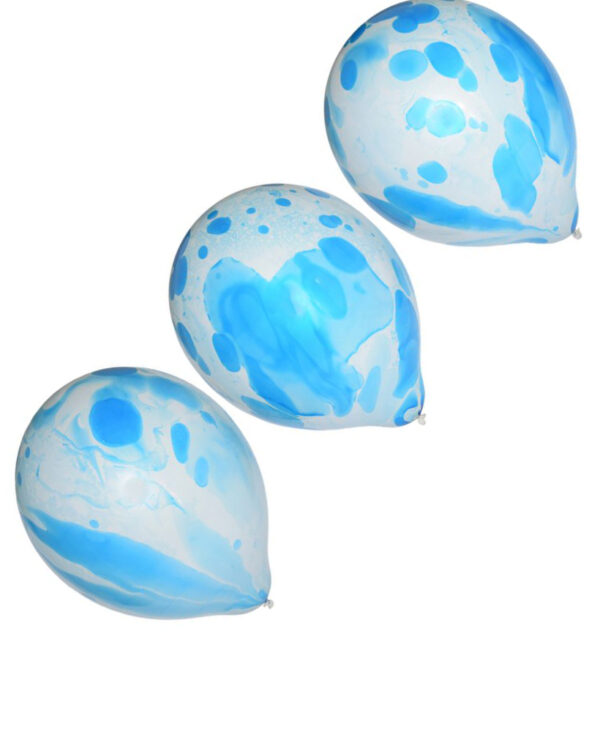 6 stk Hvite og Blå Marmor Ballonger 30 cm