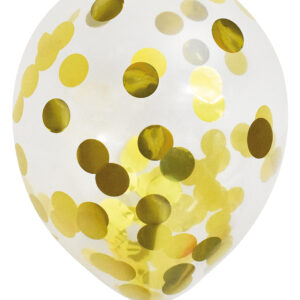 6 stk Klare Ballonger med Gullfarget Konfetti 30 cm