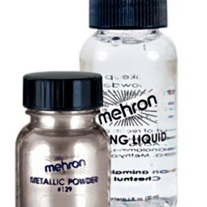 Silver Metallic Powder with Mixing Liquid - 30ml/5gr - Mehron Metallic Pulver og Blandemiddel