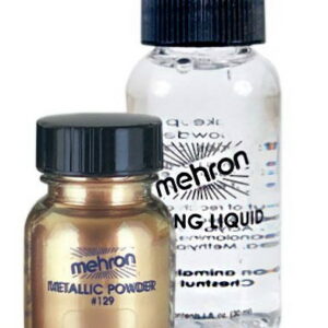 Gold Metallic Powder with Mixing Liquid - 30ml/5gr - Mehron Metallic Pulver og Blandemiddel