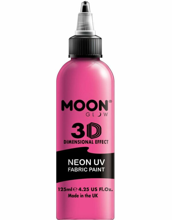 Stor Rosa Neon UV/Blacklight 3D Tekstilmaling 125 ml