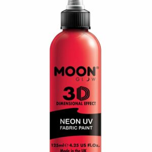 Rød Neon UV/Blacklight 3D Tekstilmaling 125 ml