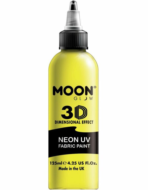 Stor Gul Neon UV/Blacklight 3D Tekstilmaling 125 ml