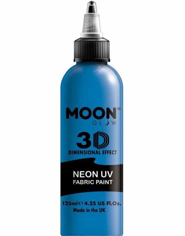 Stor Blå Neon UV/Blacklight 3D Tekstilmaling 125 ml