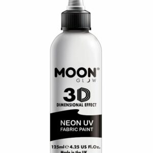 Stor Hvit Neon UV/Blacklight 3D Tekstilmaling 125 ml