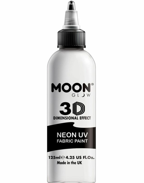 Stor Hvit Neon UV/Blacklight 3D Tekstilmaling 125 ml