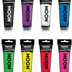 VELG BLANT 9 FARGER - Neon UV/Blacklight Ansikt- og Kroppsmaling med Svamp 75 ml