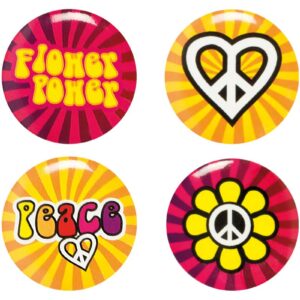 4 stk Hippie Buttons - Flower Power