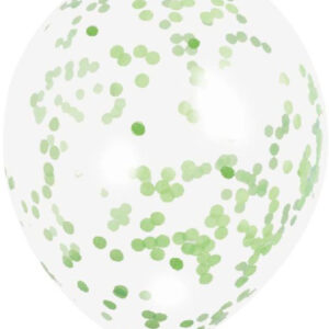 6 stk 30 cm Gjennomsiktige Ballonger med Grønn Konfetti