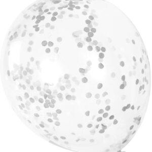 6 stk 30 cm Gjennomsiktige Ballonger med Sølvfarget Konfetti