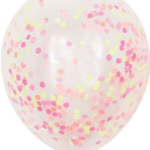 6 stk 30 cm Gjennomsiktige Ballonger med Neonfarget Konfetti