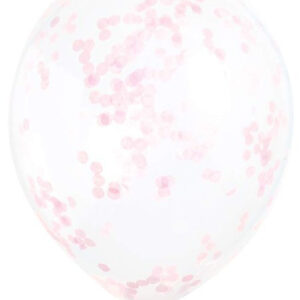 6 stk 30 cm Gjennomsiktige Ballonger med Lys Rosa Konfetti