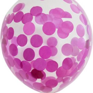 6 stk 30 cm Gjennomsiktige Ballonger med Store Rosa Konfetti