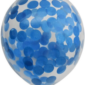 6 stk 30 cm Gjennomsiktige Ballonger med Store Blå Konfetti