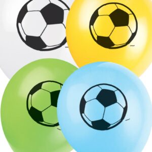 8 stk 30 cm - Ballonger i Assorterte Farger med Fotballtrykk
