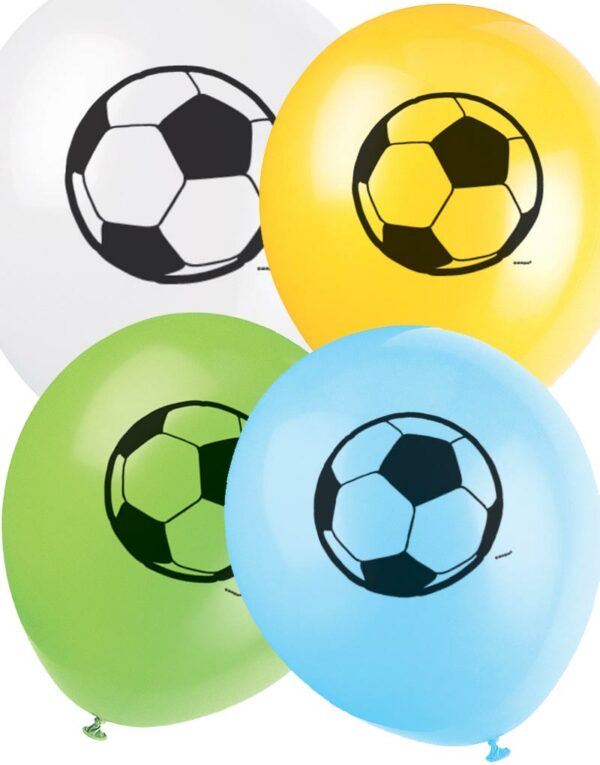 8 stk 30 cm - Ballonger i Assorterte Farger med Fotballtrykk