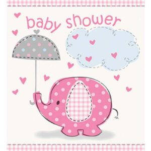8 stk Invitasjoner - Babyshower Pink Elephant