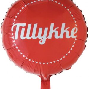 Tillykke - Rød og Hvit Folieballong 46 cm