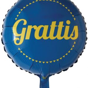 Grattis - Blå og Gul Folieballong 46 cm