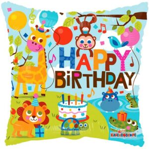 Happy Birthday - Firkantet Folieballong med Jungeltema 46 cm