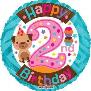 Happy 2 Birthday Girl - Folieballong 46 cm