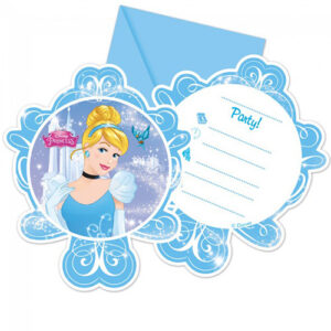 6 stk Invitasjoner - Askepott - Disney Princess