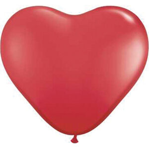 6 stk 40 cm - Store Hjerteformede Røde Ballonger