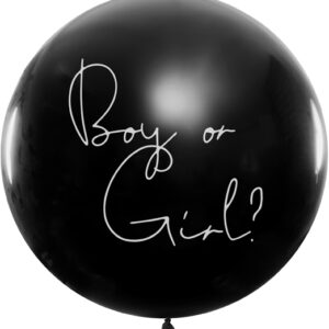 Svart Boy or Girl? Ballong med Blå Konfetti 1 meter