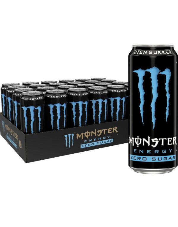 24 stk Monster Absolutely Zero 500 ml - Sukkerfri Energidrikk - Helt Brett