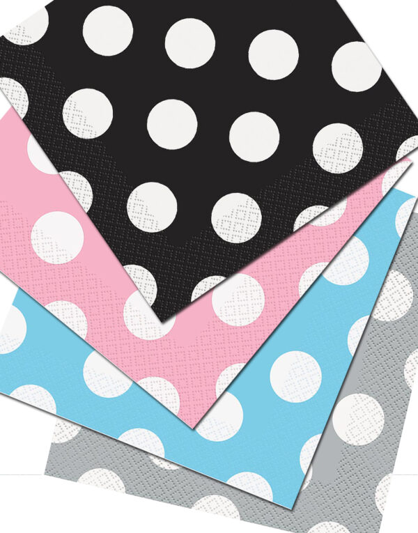 VELG BLANT 10 FARGER! Polka Dots Servietter 33x33 cm