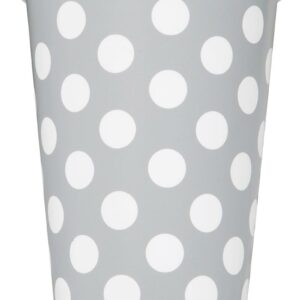 6 stk Sølvfargede Polka Dots Pappkrus 355 ml