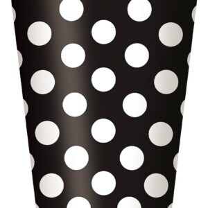 6 stk Svarte Polka Dots Pappkrus 355 ml