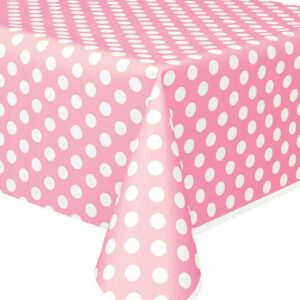 Lys Rosa Plastduk med Hvite Polka Dots 274x137 cm