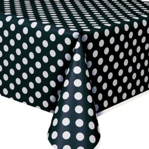 Svart Plastduk med Hvite Polka Dots 274x137 cm