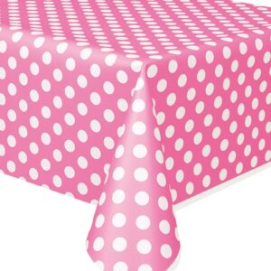 Rosa Plastduk med Hvite Polka Dots 274x137 cm