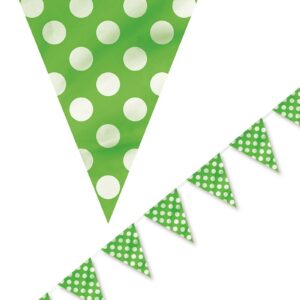 Limegrønt Banner med Hvite Polka Dots 365 cm