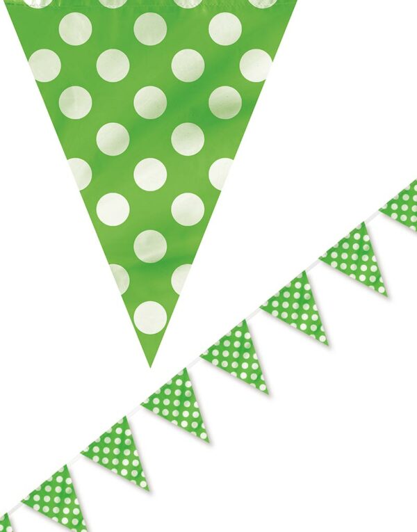 Limegrønt Banner med Hvite Polka Dots 365 cm