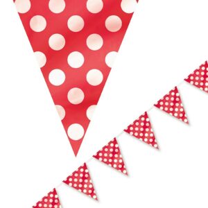 Rødt Banner med Hvite Polka Dots 365 cm