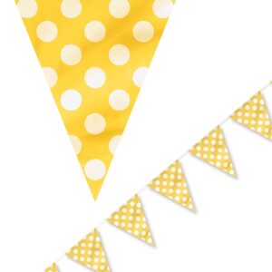 Gult Banner med Hvite Polka Dots 365 cm