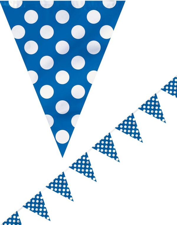 Royal Blått Banner med Hvite Polka Dots 365 cm