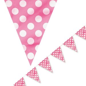 Rosa Banner med Hvite Polka Dots 365 cm