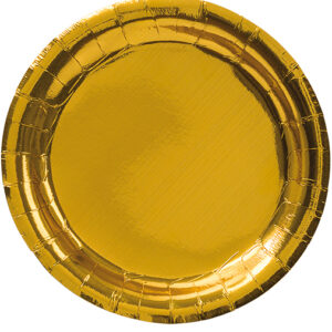 8 stk Små Metallisk Gullfarget Papptallerkener 18 cm