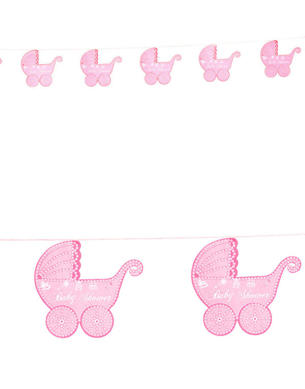 Rosa Babyshower Barnevogn Banner 275 cm