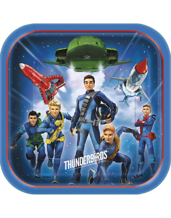 8 stk Firkantet Papptallerkener 23x23 cm - Thunderbirds