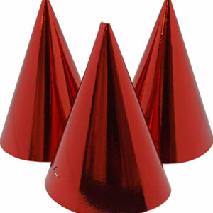 6 stk Metallisk Rød Partyhatter