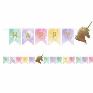 Happy Birthday Banner 167 cm - Golden Unicorn